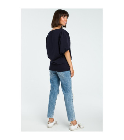 B079 Oversize blouse with kimono sleeves - navy blue