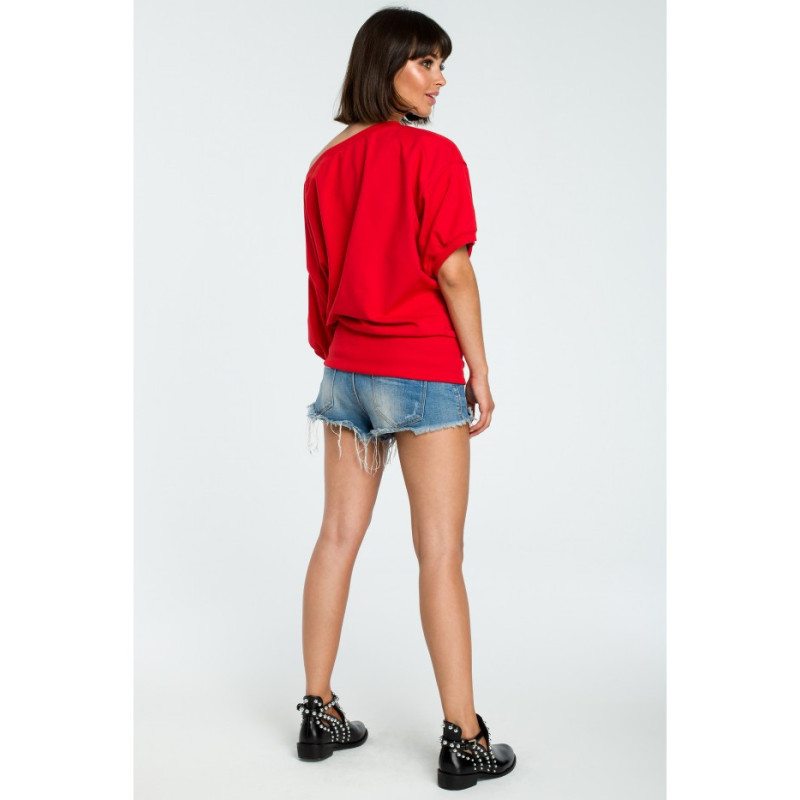 B079 Oversize sweatshirt with kimono sleeves - red