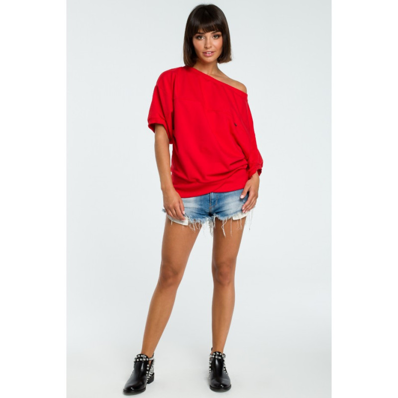 B079 Oversize sweatshirt with kimono sleeves - red