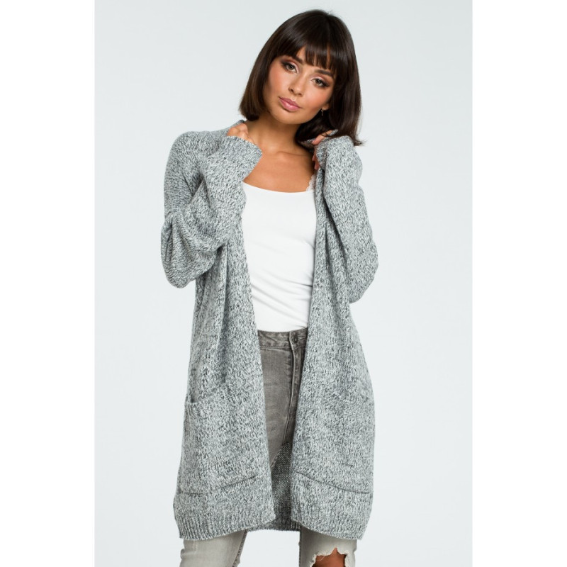 BK001 Long unbuttoned cardigan - graphite-melange