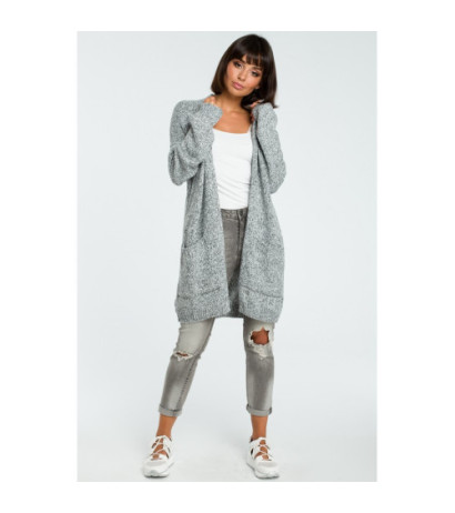 BK001 Long unbuttoned cardigan - graphite-melange