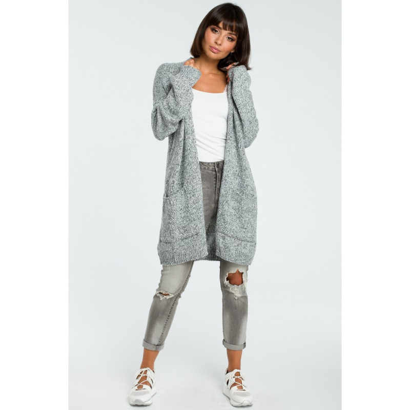 BK001 Long unbuttoned cardigan - graphite-melange