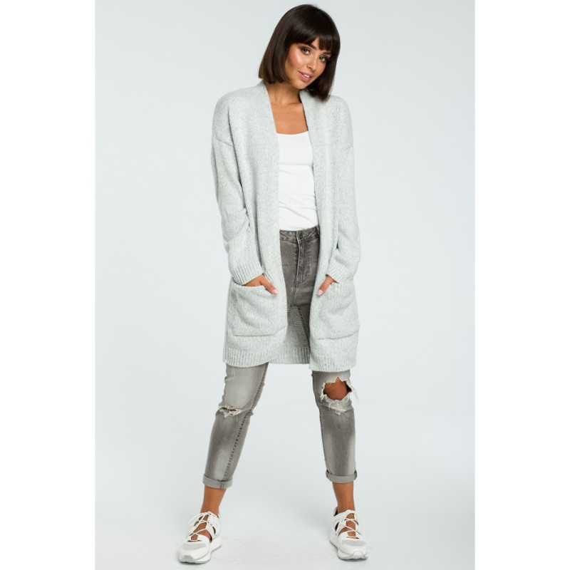 BK001 Long unbuttoned cardigan - gray-melange