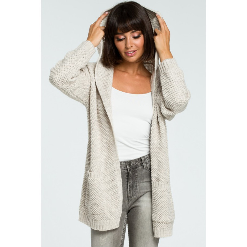 BK002 Women's cardigan with hood - beige