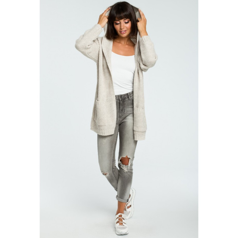 BK002 Women's cardigan with hood - beige