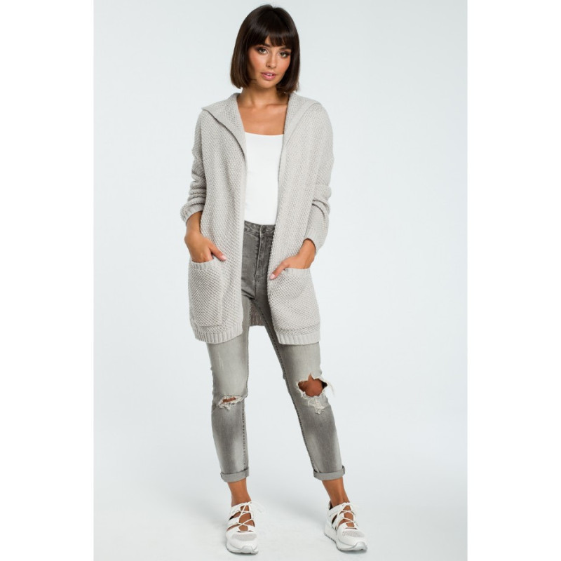 BK002 Women's cardigan with hood - grey