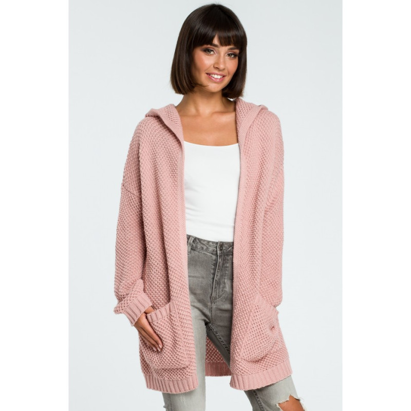 BK002 Women's cardigan with hood - pink