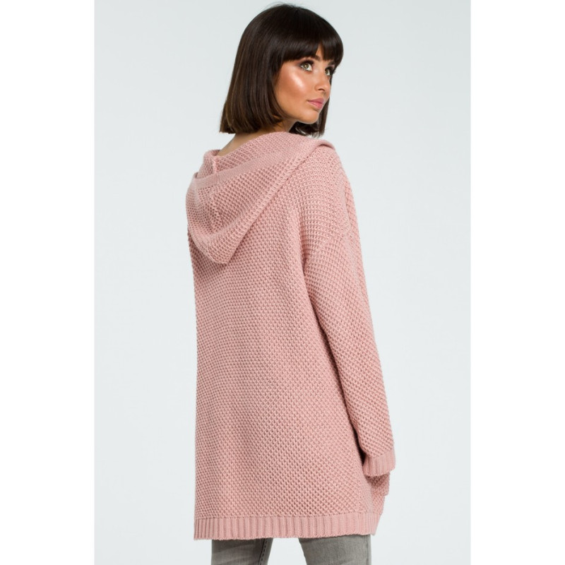 BK002 Women's cardigan with hood - pink