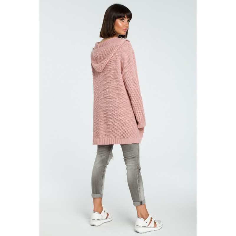 BK002 Women's cardigan with hood - pink