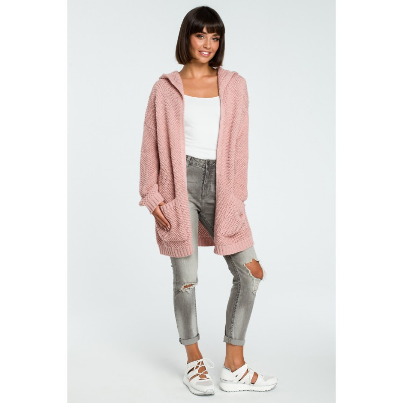 BK002 Women's cardigan with hood - pink