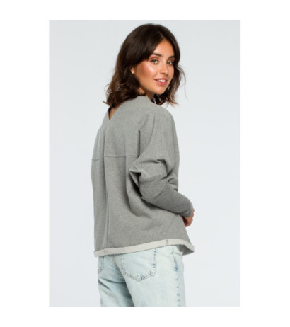 B094 Blouse with back neckline - gray