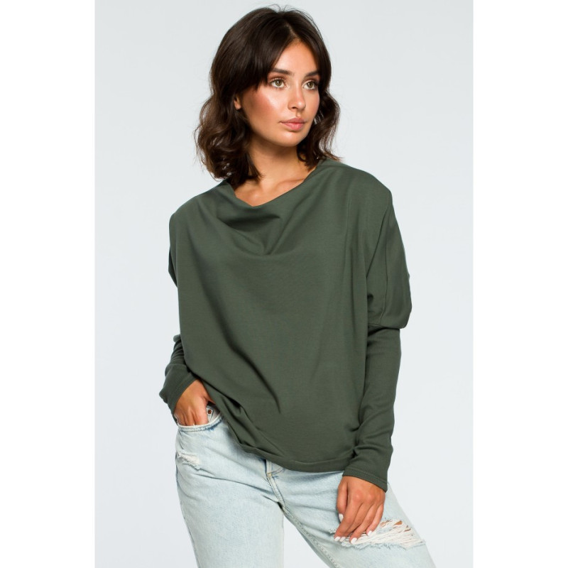 B094 Sweatshirt with back neckline - military-green