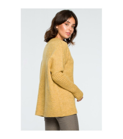 BK009 Thick sweater with ribbed sleeves - mustard