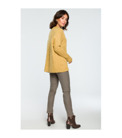 BK009 Thick sweater with ribbed sleeves - mustard