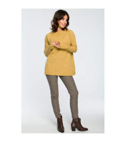 BK009 Thick sweater with ribbed sleeves - mustard