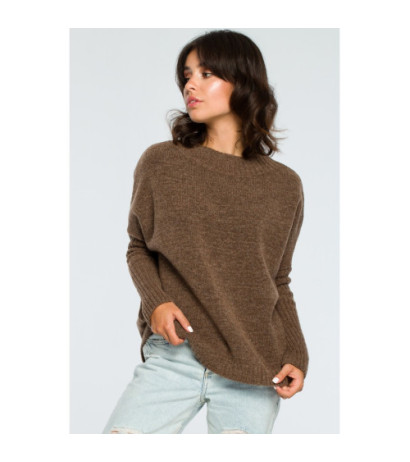 BK009 Thick sweater with ribbed sleeves - caramel