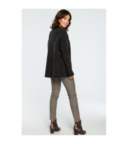 BK009 Thick sweater with ribbed sleeves - anthracite