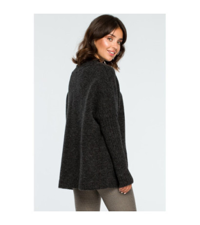 BK009 Thick sweater with ribbed sleeves - anthracite