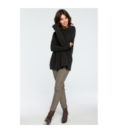 BK009 Thick sweater with ribbed sleeves - anthracite