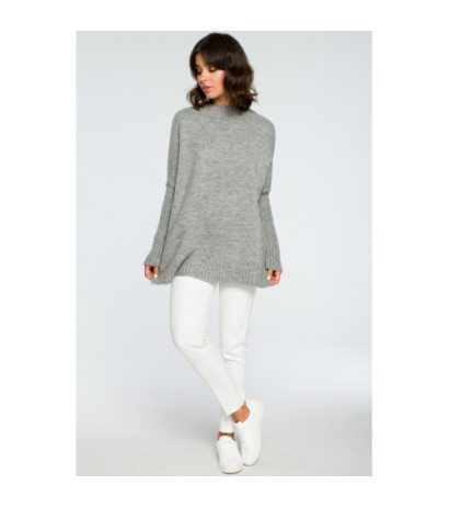 BK009 Thick sweater with ribbed sleeves - gray