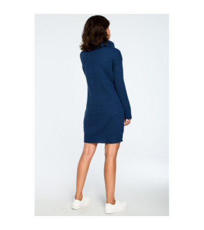 BK010 Sweater mini dress with turtleneck - blue