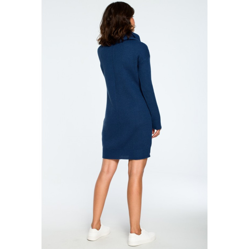 BK010 Sweater mini dress with turtleneck - blue