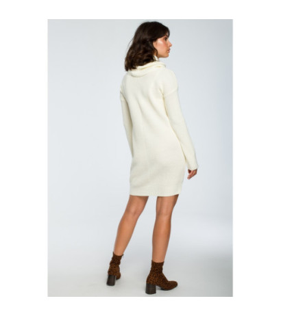 BK010 Sweater mini dress with turtleneck - ecru