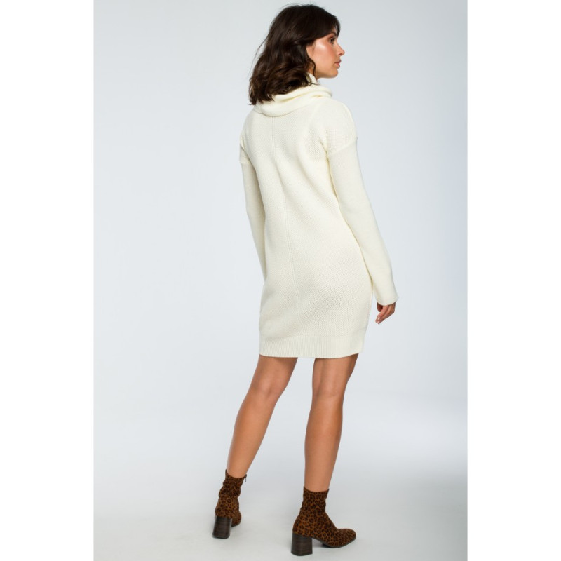 BK010 Sweater mini dress with turtleneck - ecru