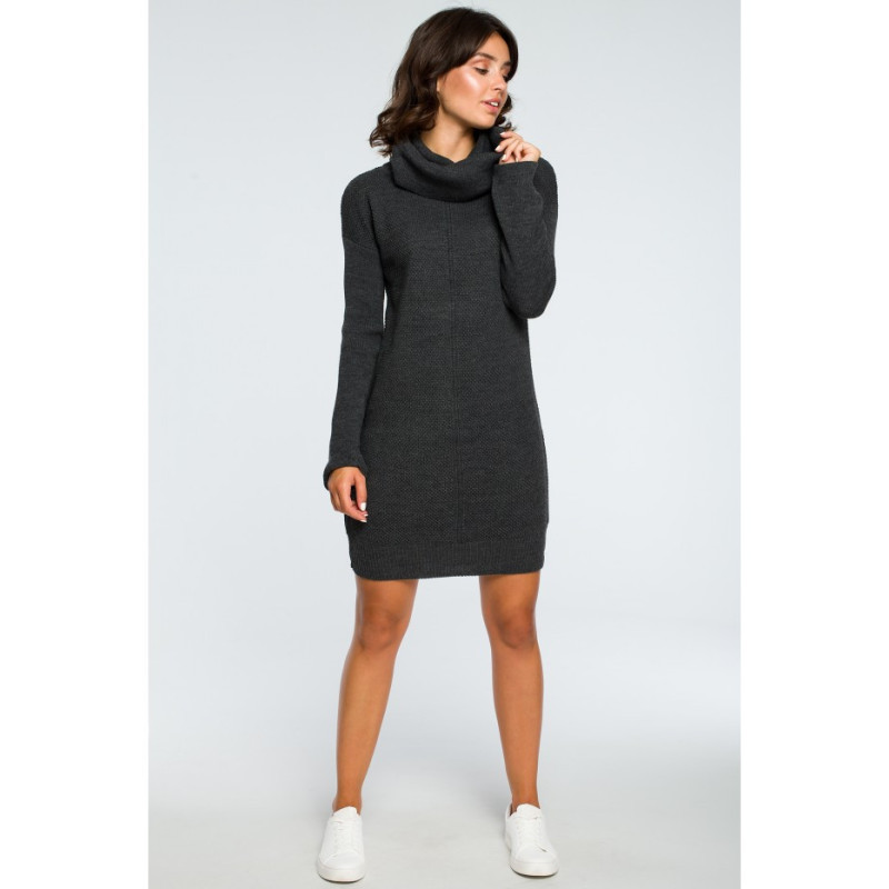 BK010 Sweater mini dress with turtleneck - graphite