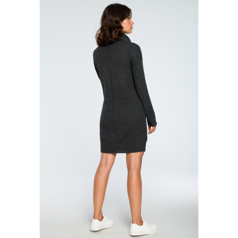 BK010 Sweater mini dress with turtleneck - graphite