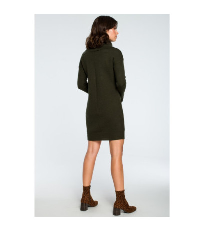 BK010 Sweater mini dress with turtleneck - khaki