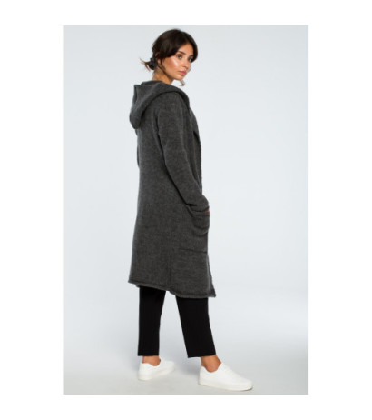 BK016 Long unbuttoned cardigan with pockets - graphite