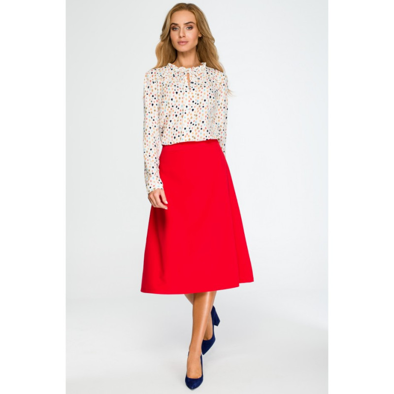 S133 Flared midi skirt - red