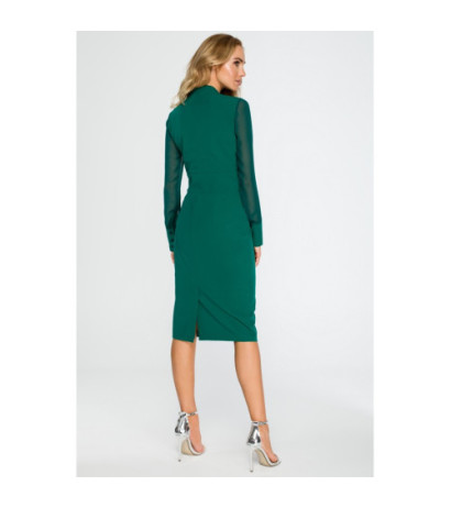 S136 Pencil dress with chiffon sleeves - green