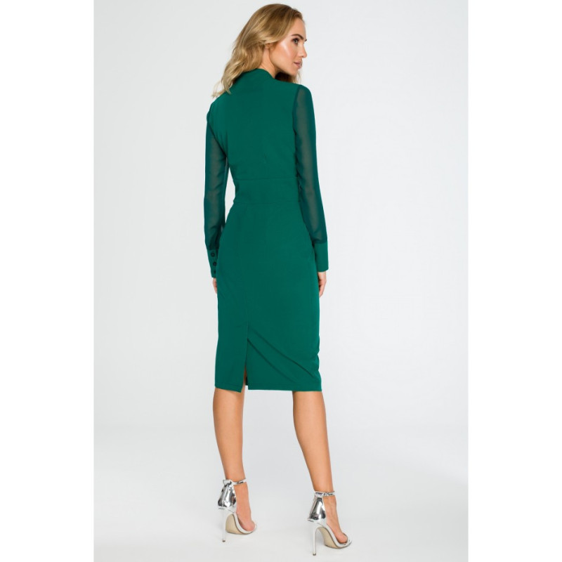 S136 Pencil dress with chiffon sleeves - green