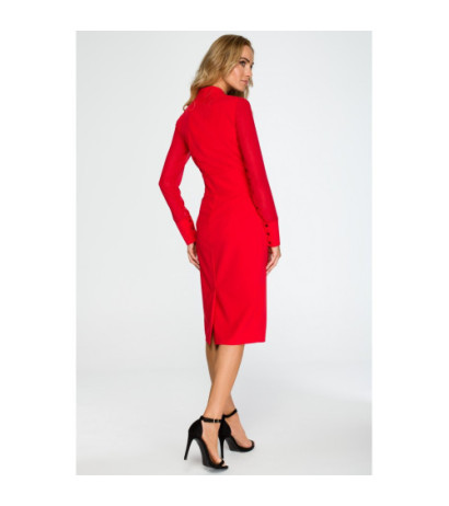 S136 Pencil dress with chiffon sleeves - red