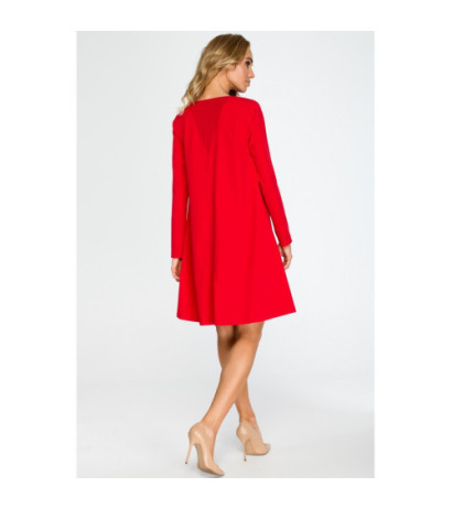 S137 Long-sleeved flared mini dress - red