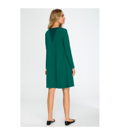 S137 Long-sleeved flared mini dress - green