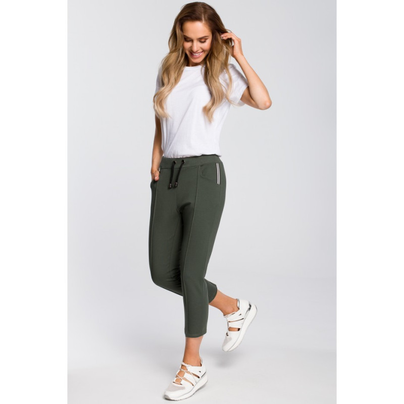 M411 7/8 length cigarette pants - military green