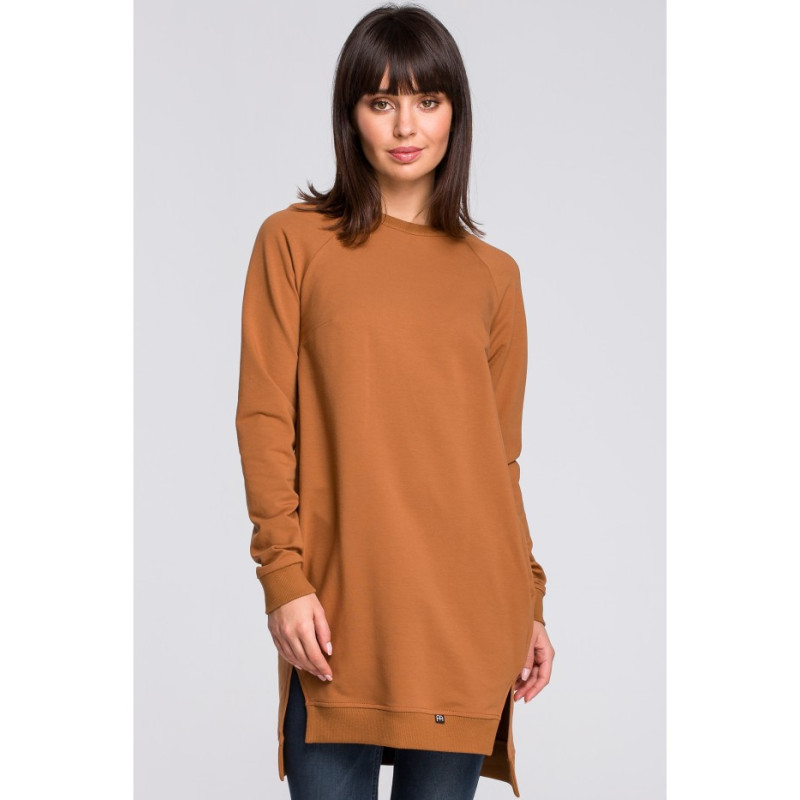 B101 Blouse - tunic with side slits - caramel