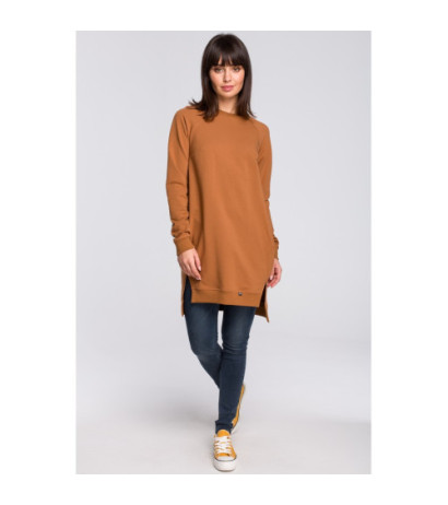 B101 Blouse - tunic with side slits - caramel