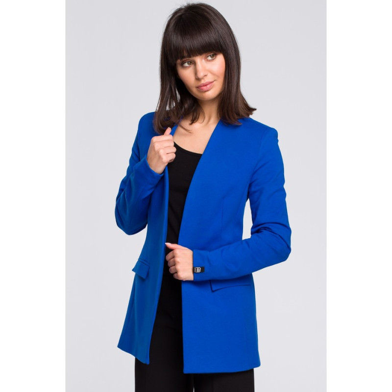 B102 Unbuttoned knitted jacket - cornflower blue