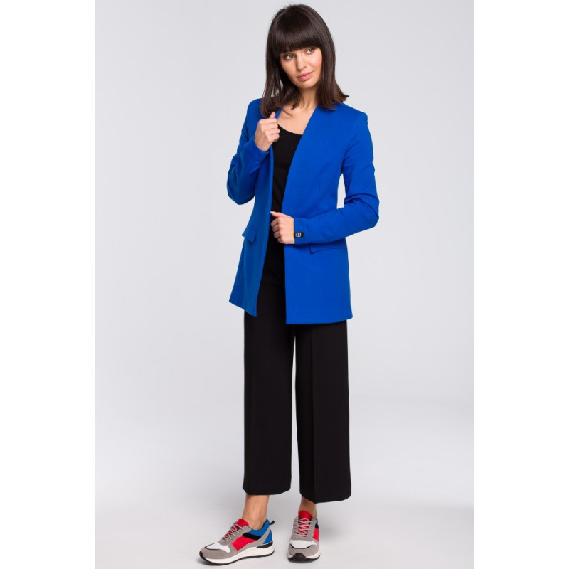 B102 Unbuttoned knitted jacket - cornflower blue