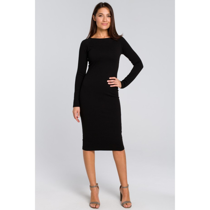 S152 Fitted pencil dress - black