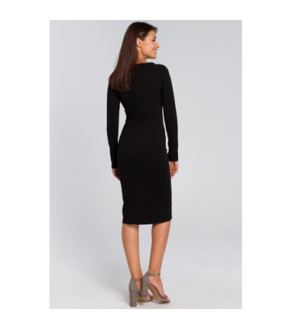 S152 Fitted pencil dress - black