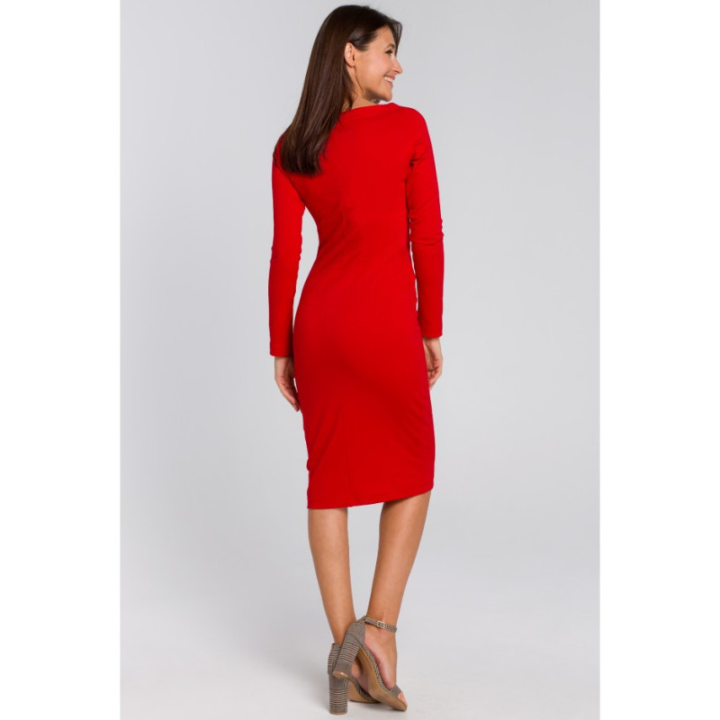 S152 Fitted pencil dress - red