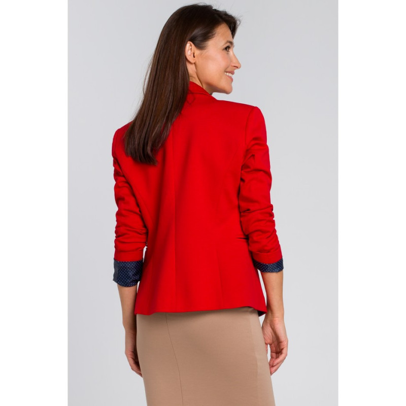 S154 Short stylish button-up jacket - red