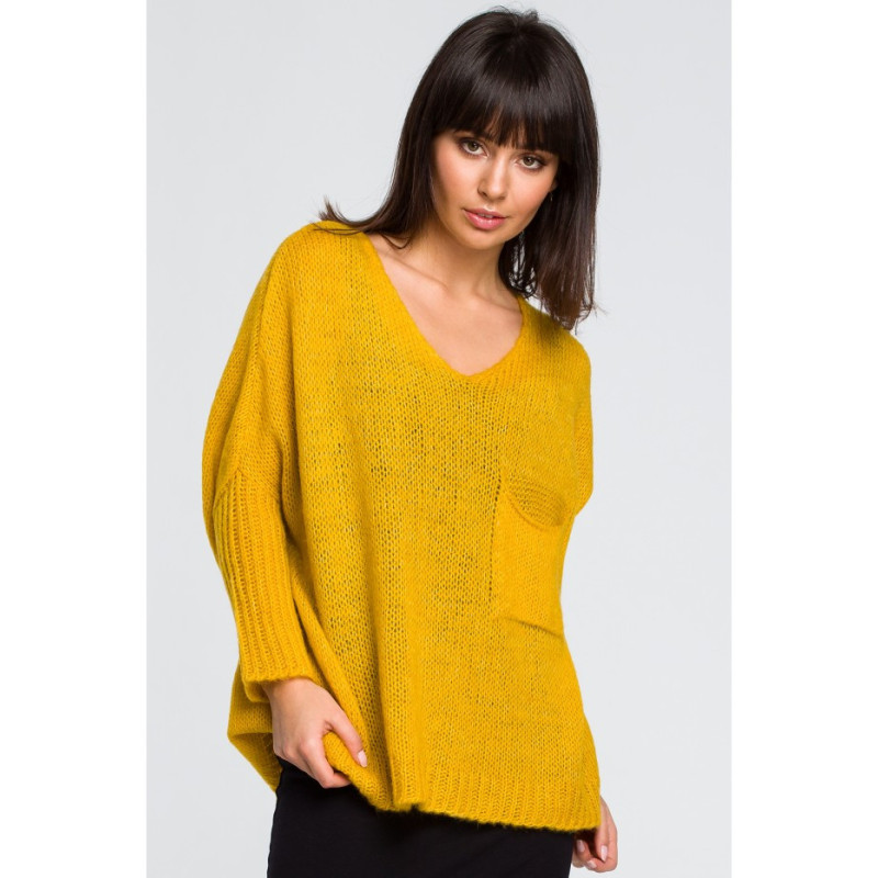 BK018 Loose sweater with pocket - honey