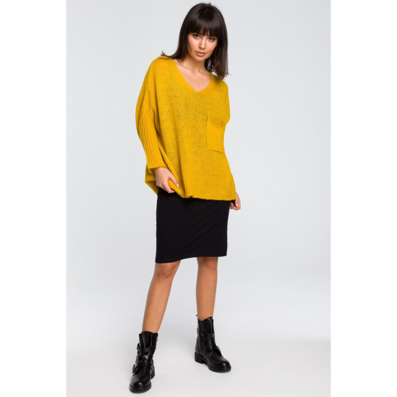 BK018 Loose sweater with pocket - honey