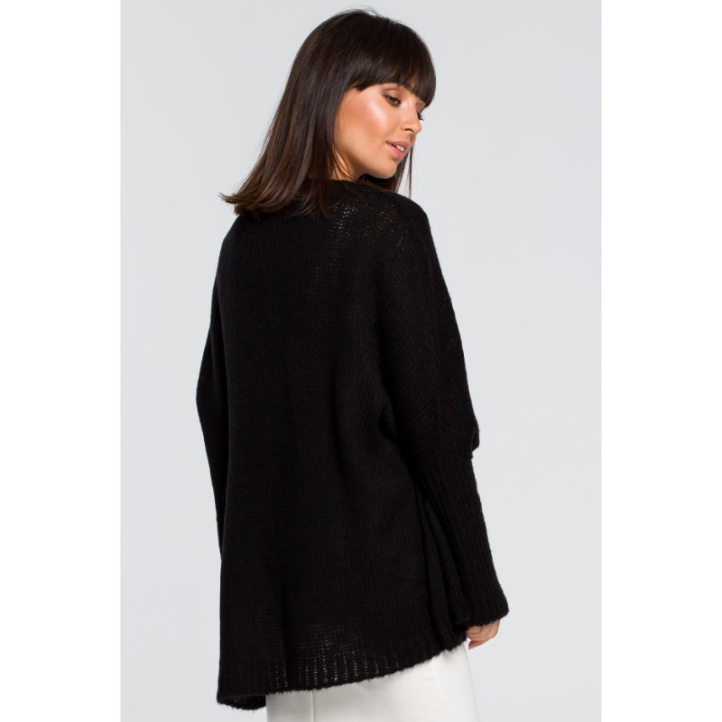 BK018 Loose sweater with pocket - black